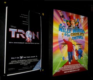 2002 Tron & 2001 Willy Wonka Rare Video Style Posters Rolled One Sheets
