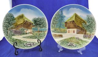Vintage German Zell Majolica Decorative Collectible Plates 3d Euc