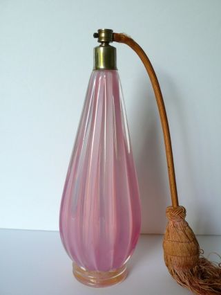 Italian Murano Pink Opaline Art Glass Perfume Bottle Atomizer