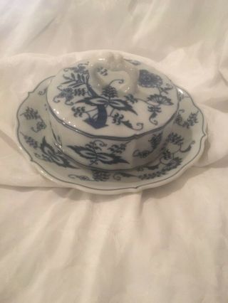 Blue Danube Japan Porcelain Round Two Piece Butter Covered Dish Ribbon Stamp