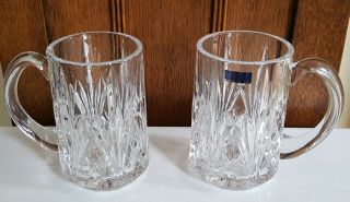 Brookside Marquis By Waterford Crystal Beer Mugs Glass Stein Heavy 20 Oz Set/2