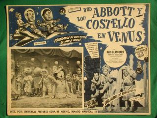 Abott And Costello Go To Mars Rocket Spacemen Spanish Orig Mexican Lobby Card