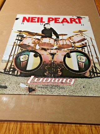 Neil Peart Rush Ludwig Drums Poster - Mega Rare - Near Never Displayed