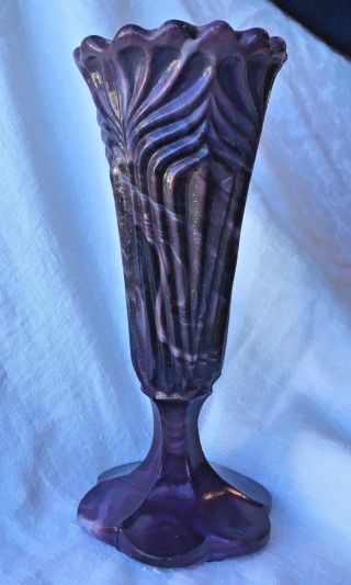 Sowerby Vase Purple Marble Malachite Slag Glass English Antique