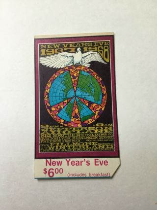 Jefferson Airplane_ Original_1967/1968 Years _fillmore Concert Ticket