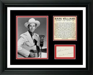 Hank Williams Sr.  Signed Auto Cut And 11x14 Photo Display Ready 2 Frame