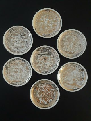 Fornasetti Mitologia Coasters / Small Plates Greek Mythology Set Of 7