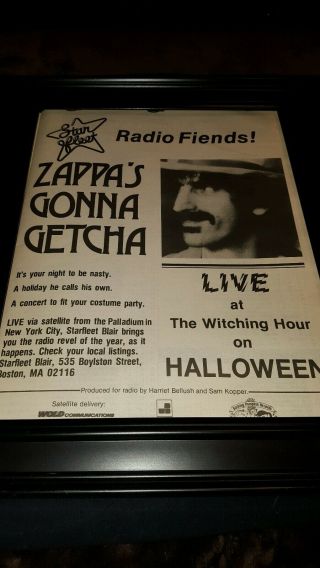 Frank Zappa Live Palladium Nyc Rare Concert Promo Poster Ad Framed