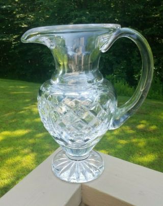 Large Waterford Crystal Footed Water Pitcher Signed 9 Tall Clear Cut Glass