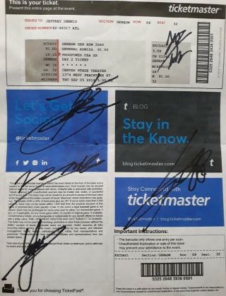 Galneryus - Autographed Ticket From First Us Appearance Ever 2019 Japanese Metal