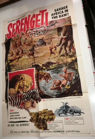 Serengeti Vintage Movie Poster 1960 Africa Jungle Adventure Tanzania Best Oscar