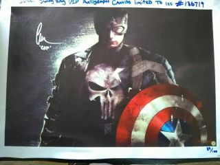 Chris Evans Signed Canvas As The Punisher Role?? Swag Bag Vip 89/100 Printed