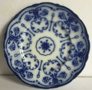 Antique English Staffordshire Flow Blue China Conway Plate Wharf Pottery 10 "