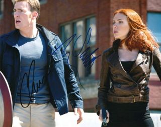 Scarlett Johansson And Chris Evans Signed 8 X 10 Photo Autograph Captain America