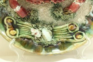 Antique Majolica Tromp L ' oeil Crab Dish Plate F.  Mendes Caldas Da Rainha Rare 4