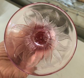 FENTON ART GLASS Pink Daffodil VASE Ruffle 7