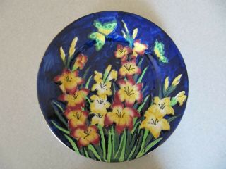 Maling England Hand Painted Majolica Cobalt Butterflys Flowers 11 " Cabinet Plate