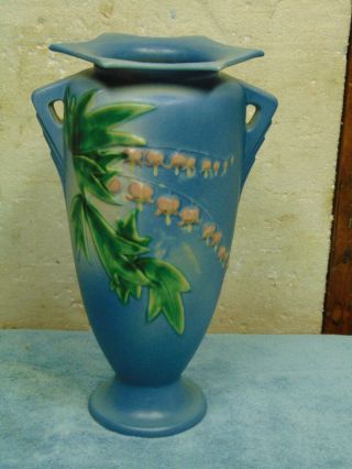 Vintage Roseville Pottery 12.  5 " Blue Bleeding Heart Vase No.  974 - 12 "