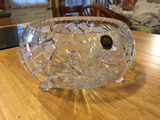 Azs Clear Bohemian Hand Cut Crystal Footed Bowl