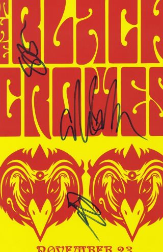 The Black Crowes autographed gig poster Steve Gorman,  Chris & Rich Robinson 2