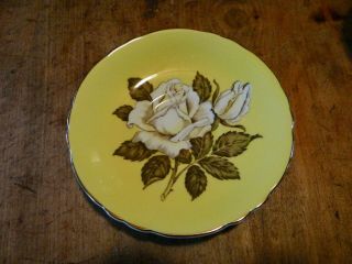 PARAGON YELLOW FLOATING ROSE CUP & SAUCER,  FLAWED BEAUTY 4