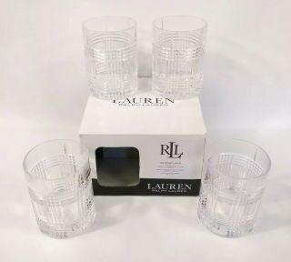 Ralph Lauren Glenplaid Fine Crystal Set Of 4 Double Old Fashioned Glasses