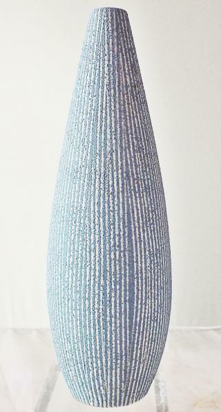 Mcm Hyalyn Pottery Vase Blue White Textured Marked 11.  5 " North Carolina Usa