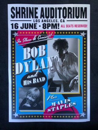 Bob Dylan Mavis Staples Shrine Auditorium 1976 Los Angeles Concert Poster