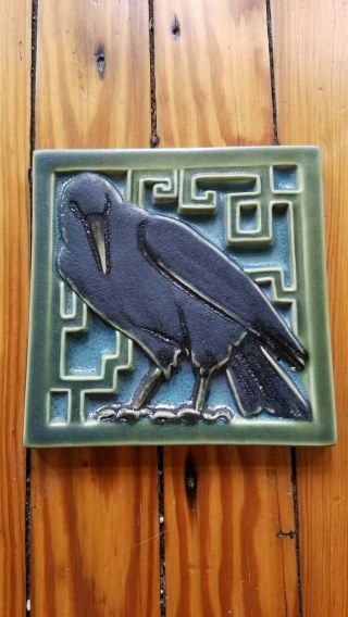 Rockwood Pottery Glazed Ceramic Tile - Black Crow - Mission/arts & Crafts Style