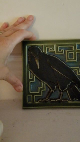 Rockwood Pottery Glazed Ceramic Tile - Black Crow - Mission/Arts & Crafts Style 4