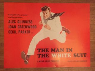 The Man In The White Suit 1951 Reissue British Quad Film Poster Alec Guinness