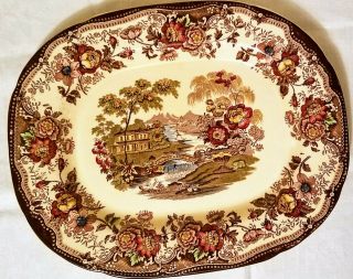 VINTAGE Royal Staffordshire Clarice Cliff TONQUIN Multi Oval Platter 13.  5 
