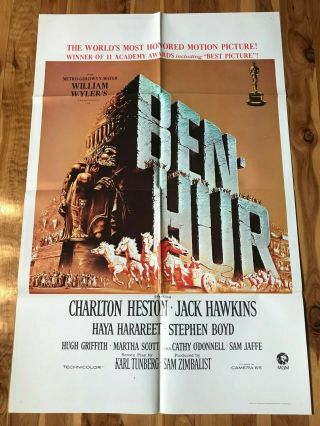 1 - Sheet Poster 27x41: Ben Hur (1959) Charlton Heston,  Jack Hawkins