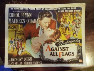 Against All Flags Movie Poster Lobby Card 14 " X 11 " Errol Flynn 1952