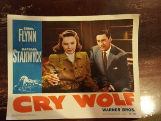 Cry Wolf Orig 1947 Movie Poster Lobby Card Errol Flynn/barbara Stanwyck