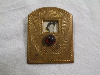 " Dial - A - Star " Picture Frame Pin - Art Deco Radio - Ruby Paste Dial 1 5/8 " Brooch - Hf