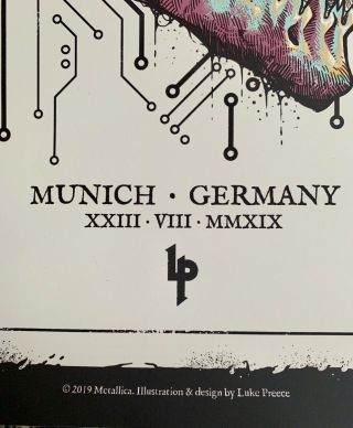 Metallica Worldwired Tour 2019 - Munich Poster Luke Preece - Limited No 244/350 5