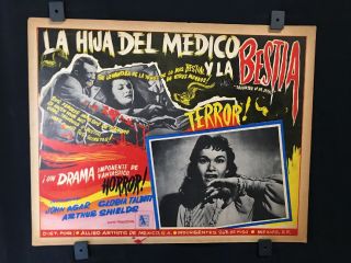 1957 Daughter Of Dr.  Jekyll Horror Authentic Mexican Lobby Card Art 16 " X12 "