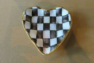 Mackenzie Childs Courtly Check Fluted Heart Shaped Pottery Plate