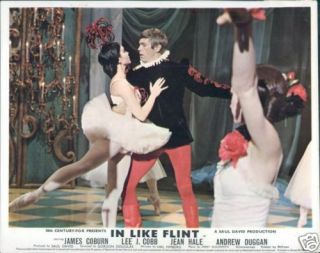 In Like Flint James Coburn Dancing With Ballerina Rare British Lobby Card