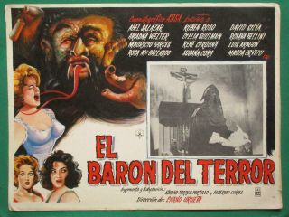 The Brainiac Horror El Baron Del Terror Monster Sexy Breasts Mexican Lobby Card