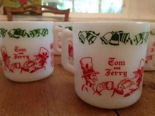 16 Vintage Hazel Atlas Tom & Jerry Milk Glass Holiday Christmas Mugs