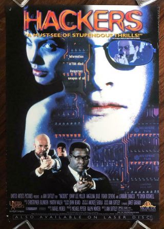 Hackers 1995 Angelina Jolie Computer Crime Thriller Action Video Poster