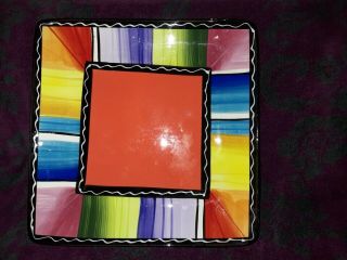 Serape Plates Certified International Nancy Green Set Of 4 Square 11 Inches