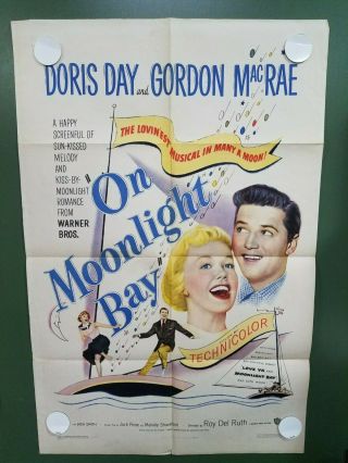 1951 On Moonlight Bay One Sheet Poster 27 " X41 " Doris Day,  Gordon Macrae Musical
