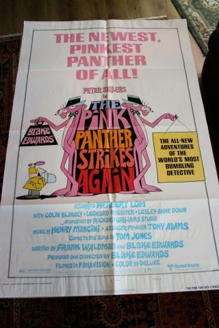The Pink Panther Strikes Again 1976 Peter Sellers Pg/g Corrected Rare 1 Sh Postr