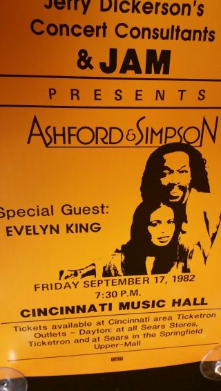 Ashford & Simpson 1982 Promo Poster 14 " X22 " While Supplies Last