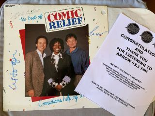 Robin Williams Whoopi Goldberg & Billy Crystal Autographed " Comic Relief " Record