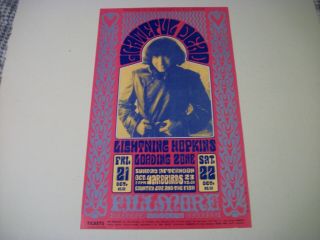 Grateful Dead - Fillmore Oct 21 22 1966 Wes Wilson (3rd Print) Lightning Hopkins