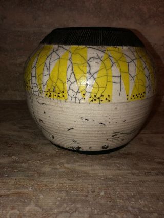 Raku Art Pottery Pot / Vase Signed RB ∐ 4